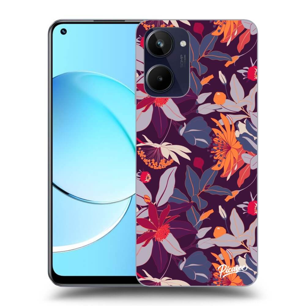 Realme 10 4G Hülle - Schwarzes Silikon - Purple Leaf