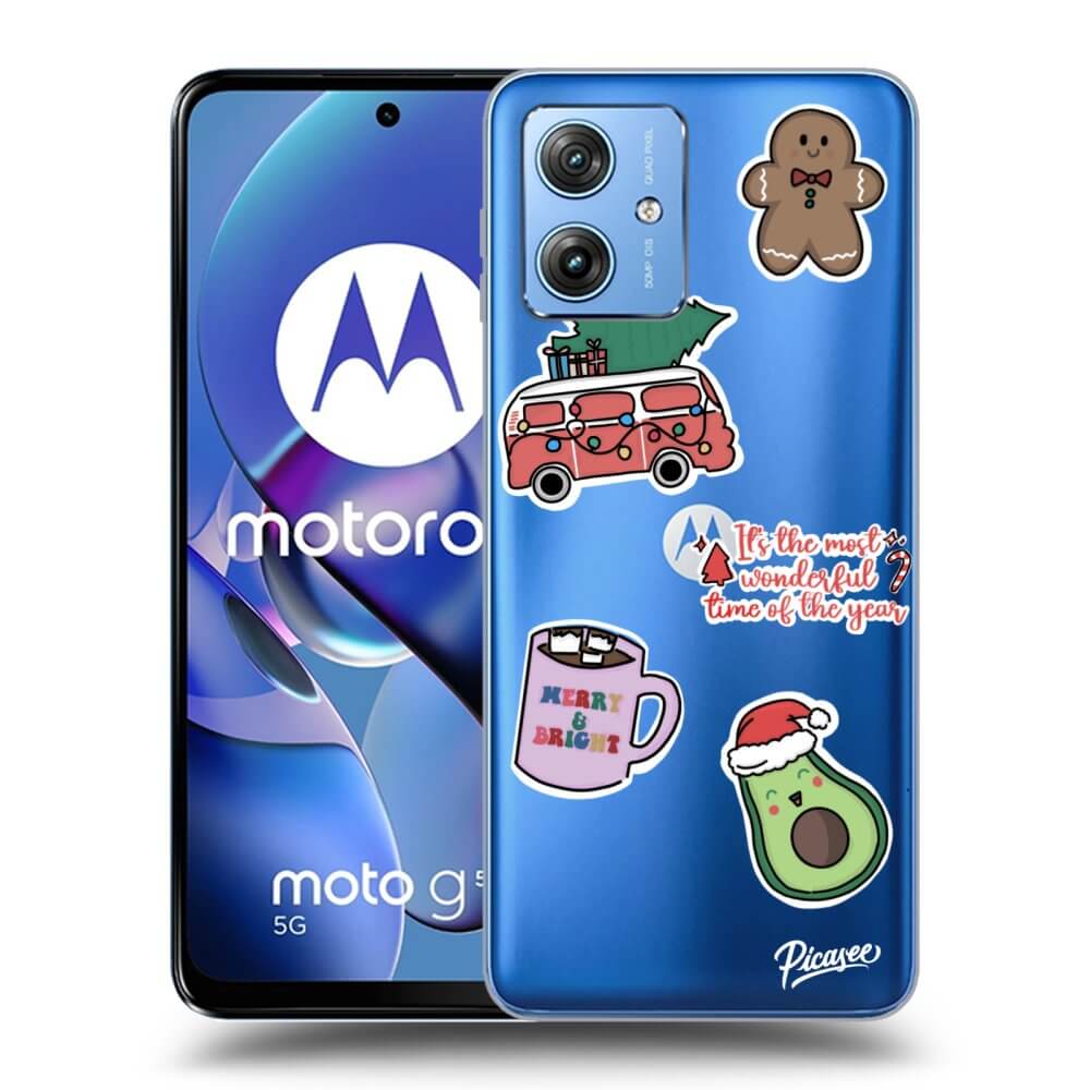 Motorola Moto G54 5G Hülle - Transparentes Silikon - Christmas Stickers