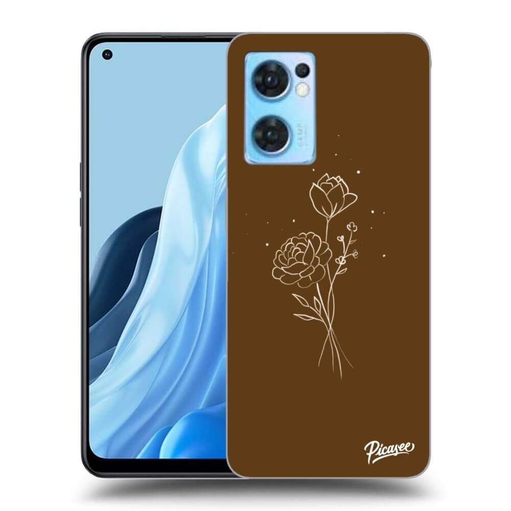 OPPO Reno 7 5G Hülle - Schwarzes Silikon - Brown Flowers