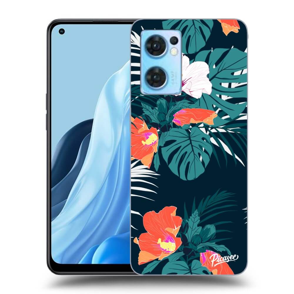 OPPO Reno 7 5G Hülle - Schwarzes Silikon - Monstera Color