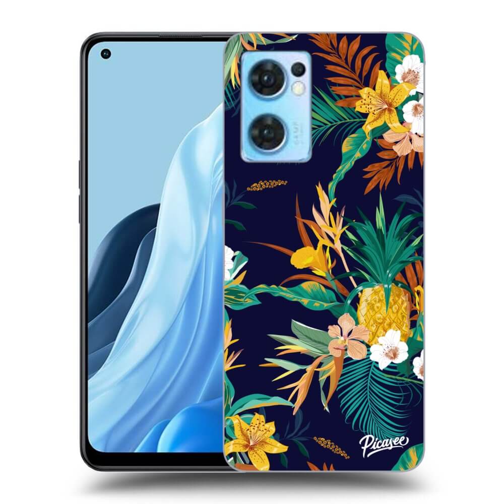 OPPO Reno 7 5G Hülle - Schwarzes Silikon - Pineapple Color