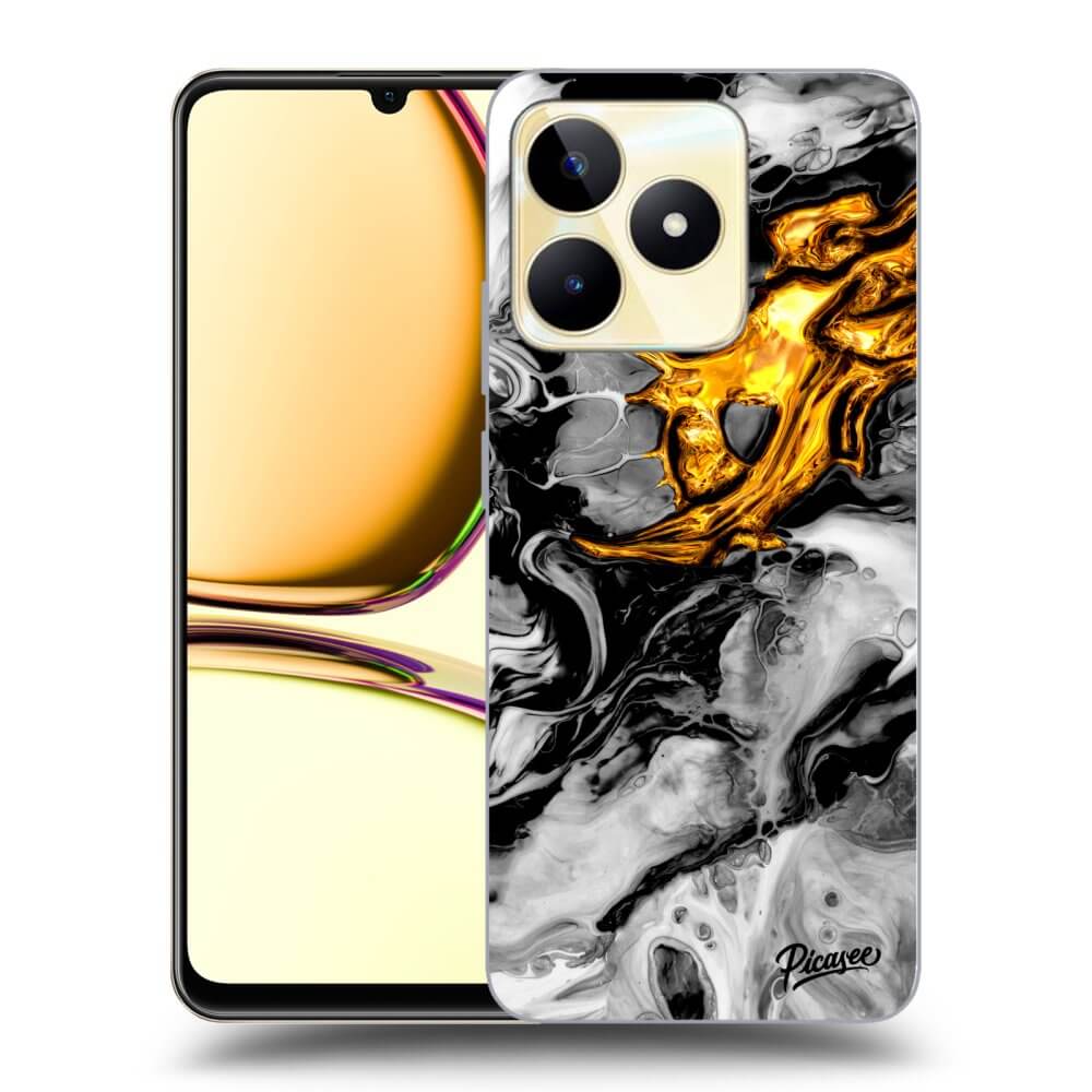 Realme C53 Hülle - Schwarzes Silikon - Black Gold 2