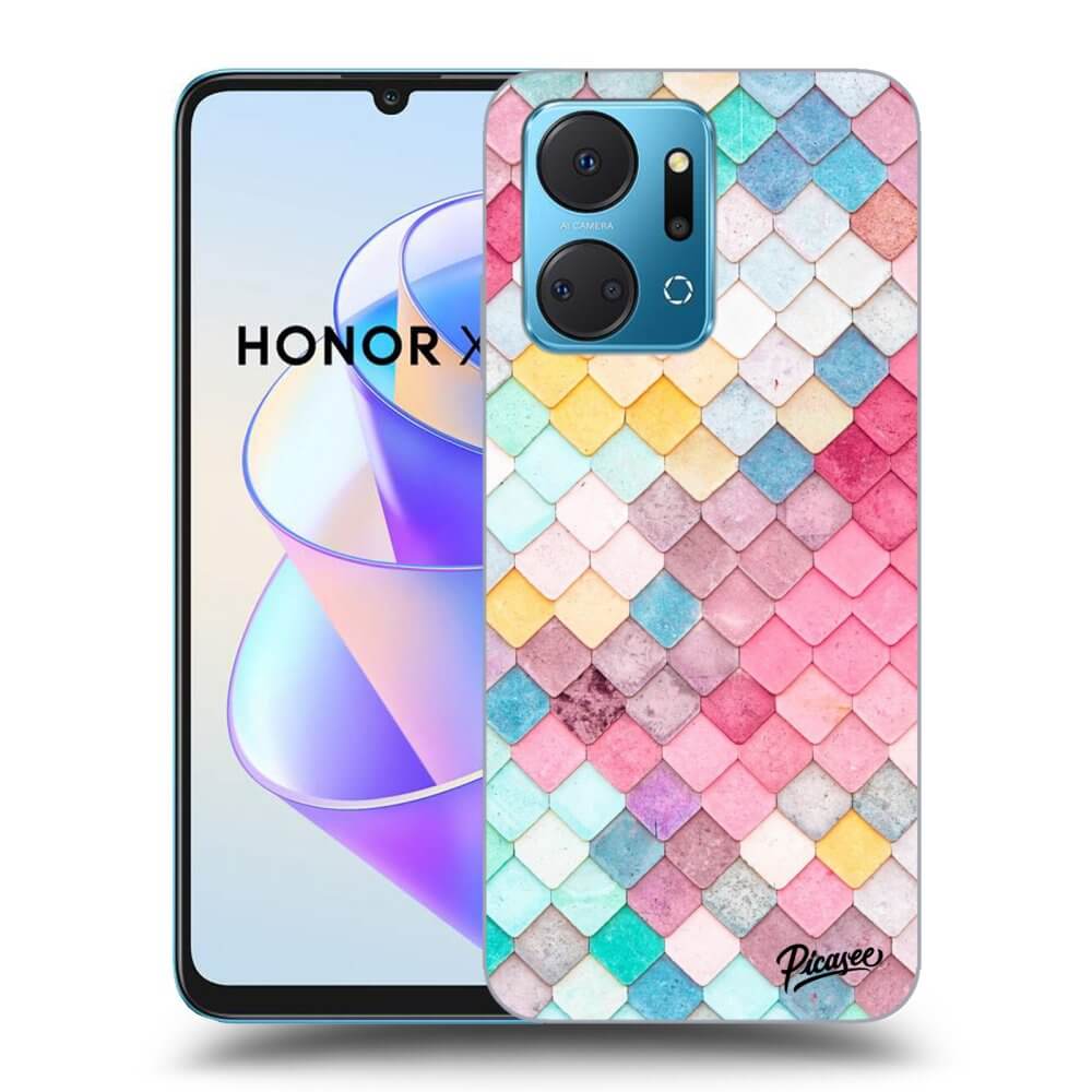 Honor X7a Hülle - Transparentes Silikon - Farbiges Dach