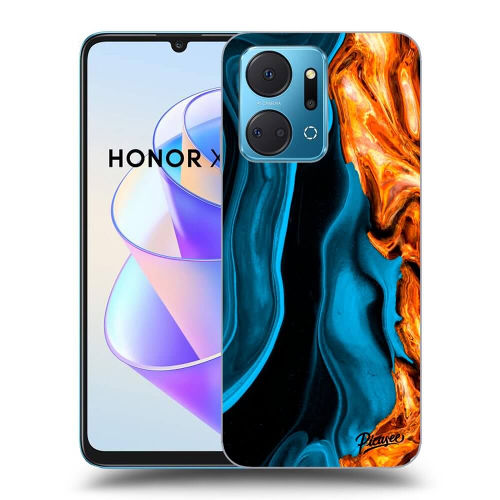 Honor X7a Hülle - Transparentes Silikon - Gold Blue