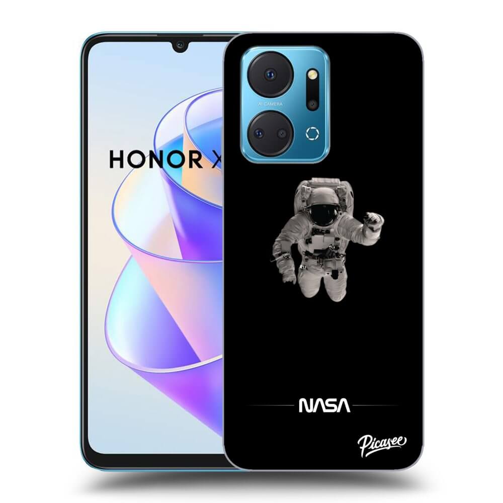 Honor X7a Hülle - Schwarzes Silikon - Astronaut Minimal