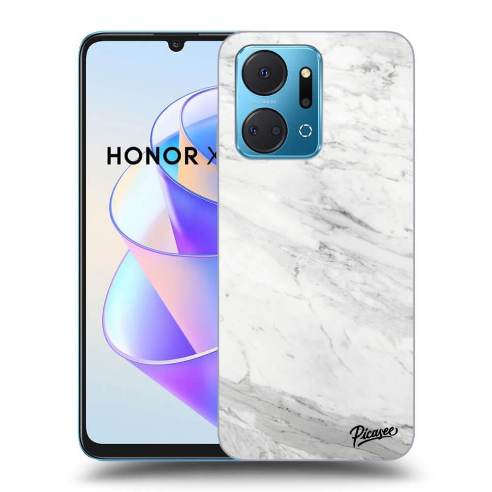 Honor X7a Hülle - Transparentes Silikon - White Marble