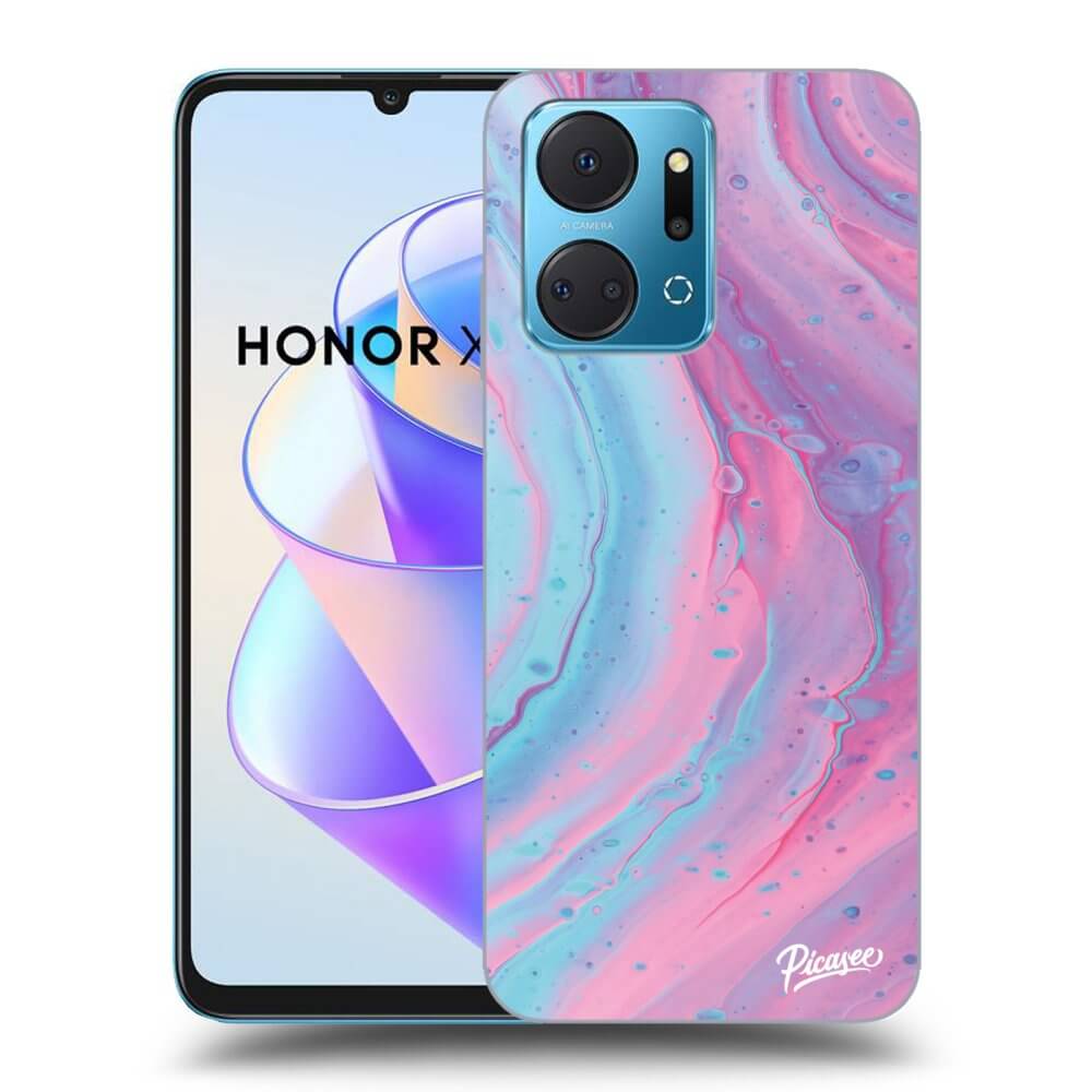 Honor X7a Hülle - Transparentes Silikon - Pink Liquid