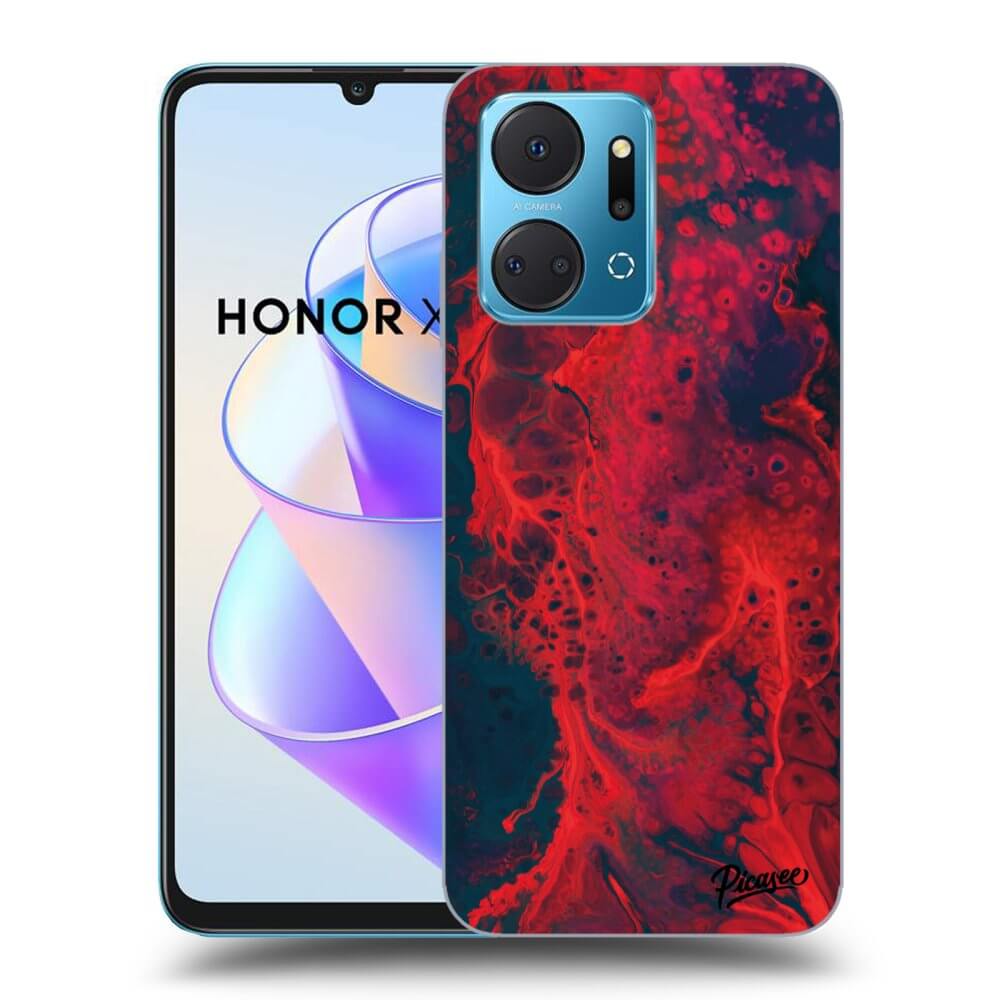 Honor X7a Hülle - Transparentes Silikon - Organic Red