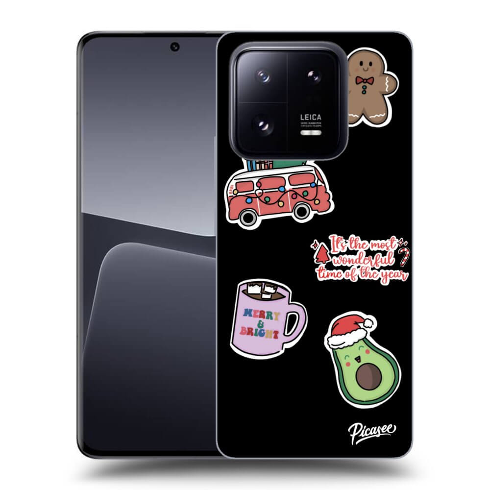 Xiaomi 14 Hülle - Schwarzes Silikon - Christmas Stickers