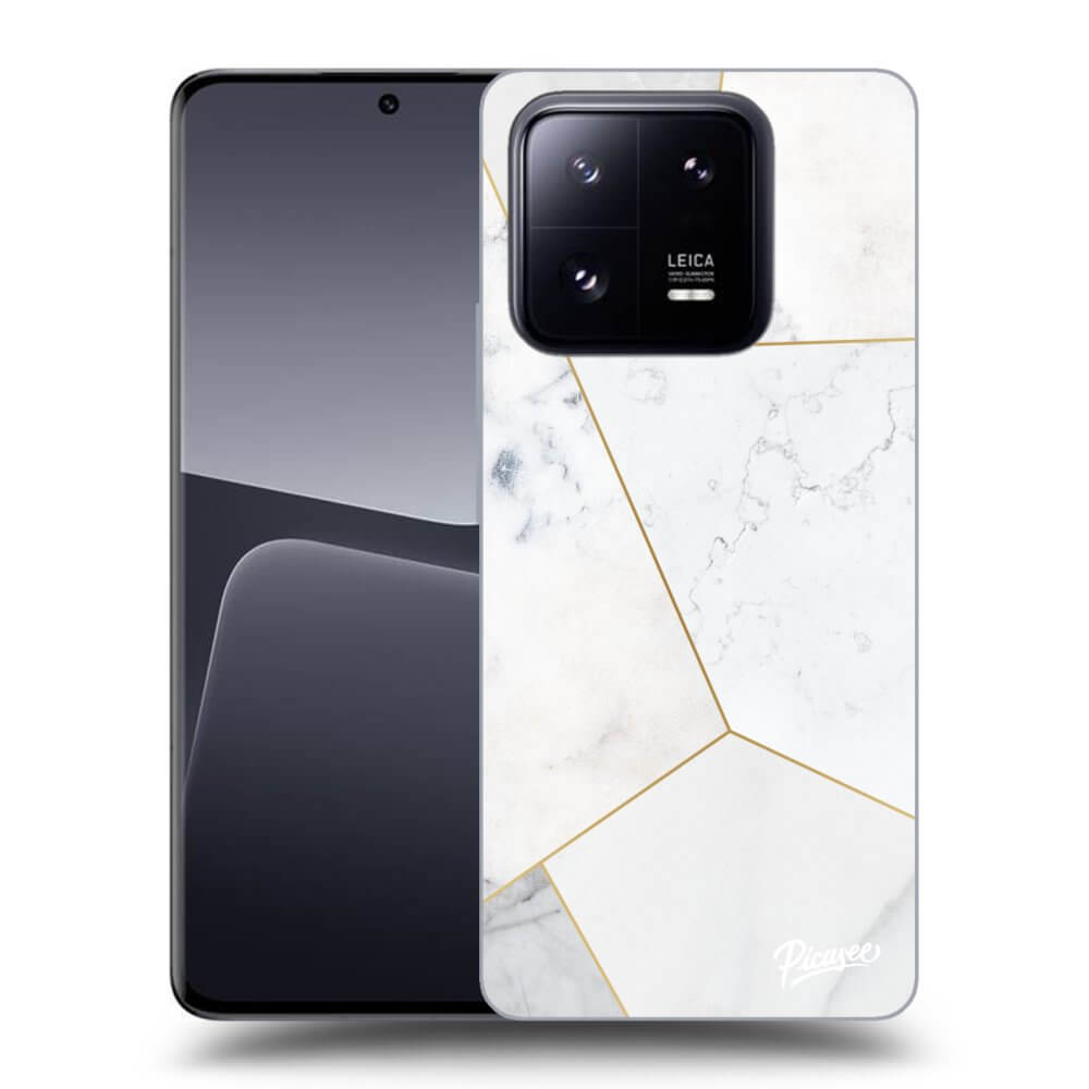 Xiaomi 14 Pro Hülle - Schwarzes Silikon - White Tile