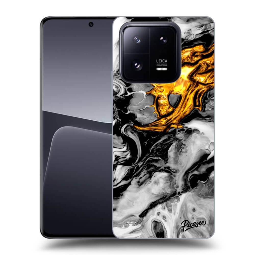 Xiaomi 14 Pro Hülle - Schwarzes Silikon - Black Gold 2