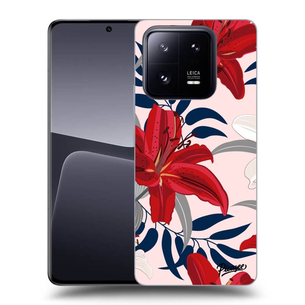 Xiaomi 14 Pro Hülle - Schwarzes Silikon - Red Lily