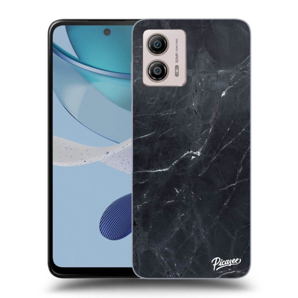 Motorola Moto G53 5G Hülle - Transparentes Silikon - Black Marble