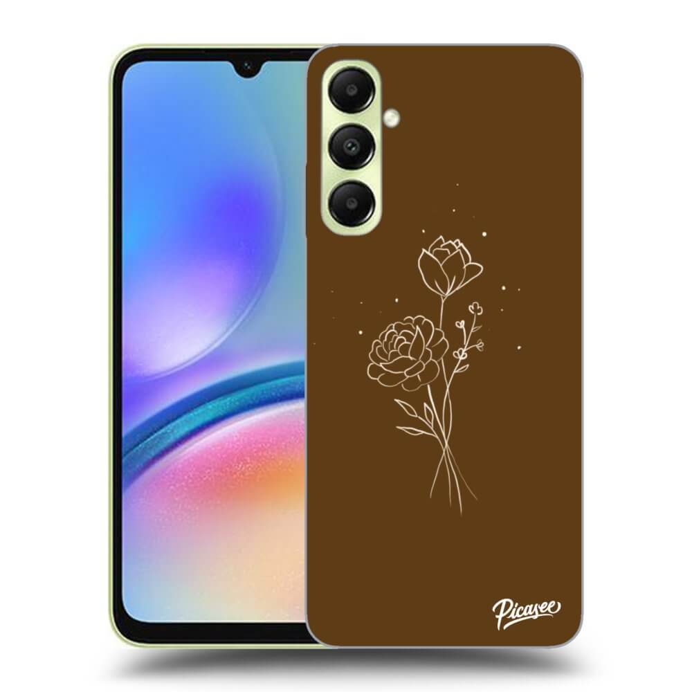 Samsung Galaxy A05s A057G Hülle - Transparentes Silikon - Brown Flowers