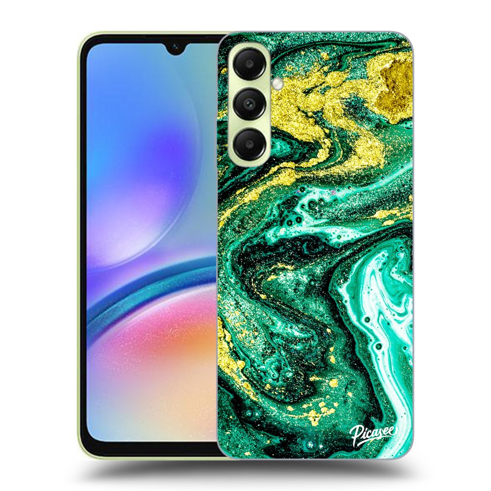 Samsung Galaxy A05s A057G Hülle - Transparentes Silikon - Green Gold