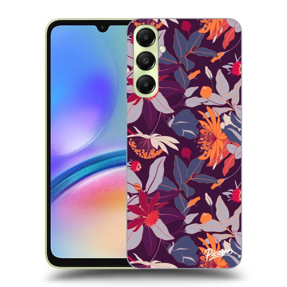 Samsung Galaxy A05s A057G Hülle - Schwarzes Silikon - Purple Leaf