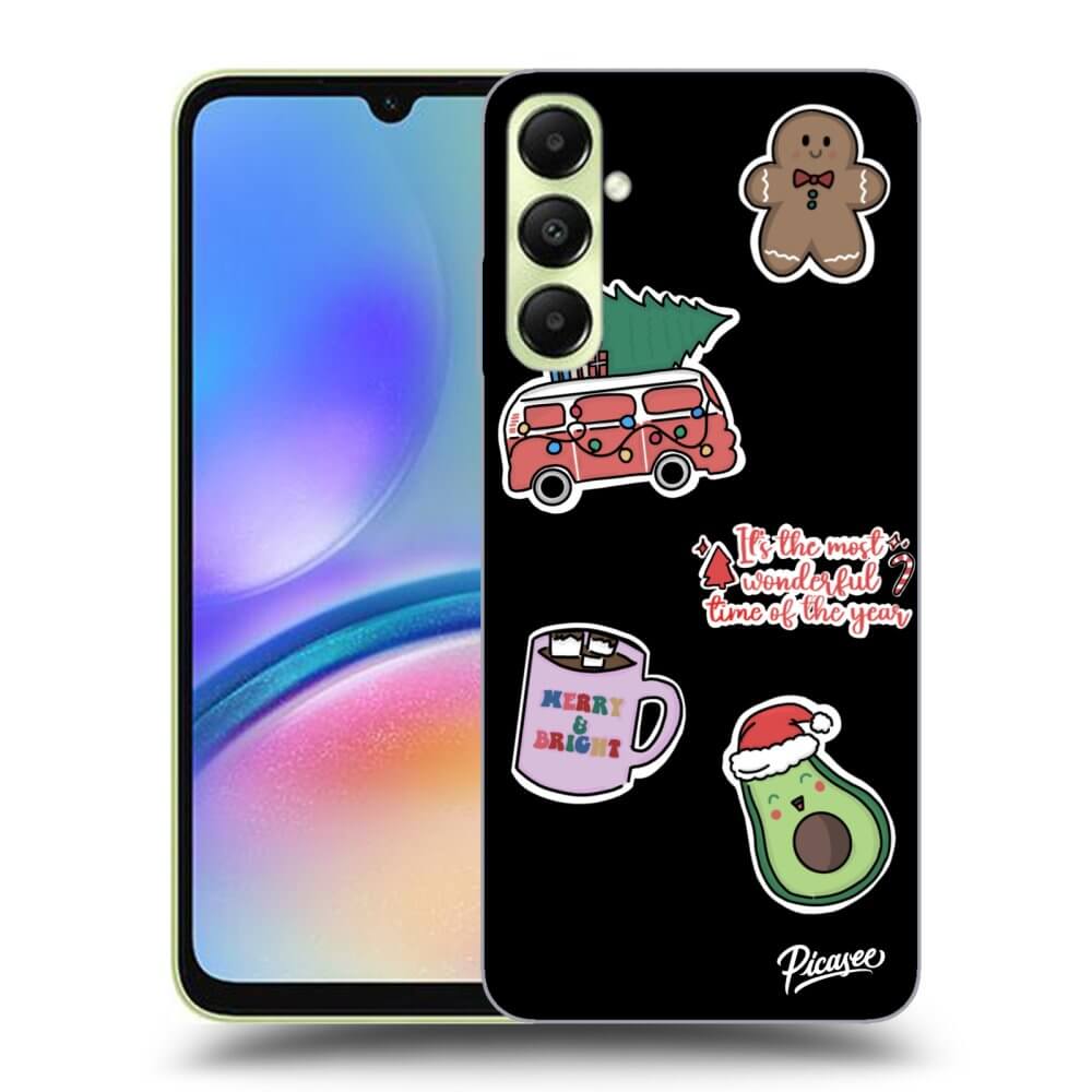 Samsung Galaxy A05s A057G Hülle - Schwarzes Silikon - Christmas Stickers