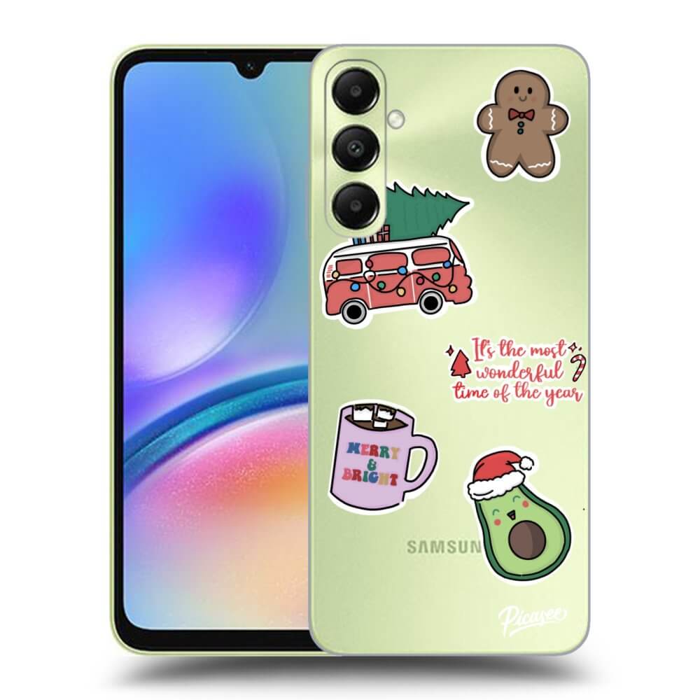 Samsung Galaxy A05s A057G Hülle - Transparentes Silikon - Christmas Stickers