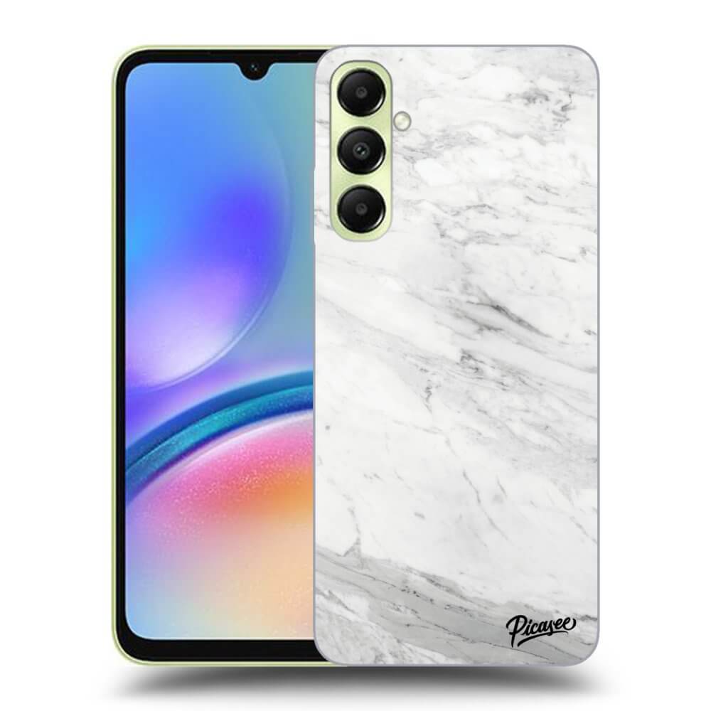 Samsung Galaxy A05s A057G Hülle - Schwarzes Silikon - White Marble