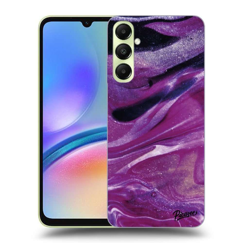 Samsung Galaxy A05s A057G Hülle - Schwarzes Silikon - Purple Glitter