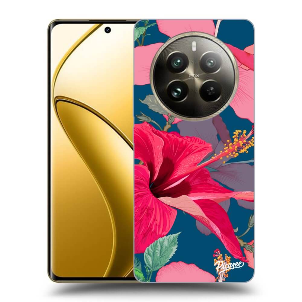 Realme 12 Pro 5G Hülle - Schwarzes Silikon - Hibiscus