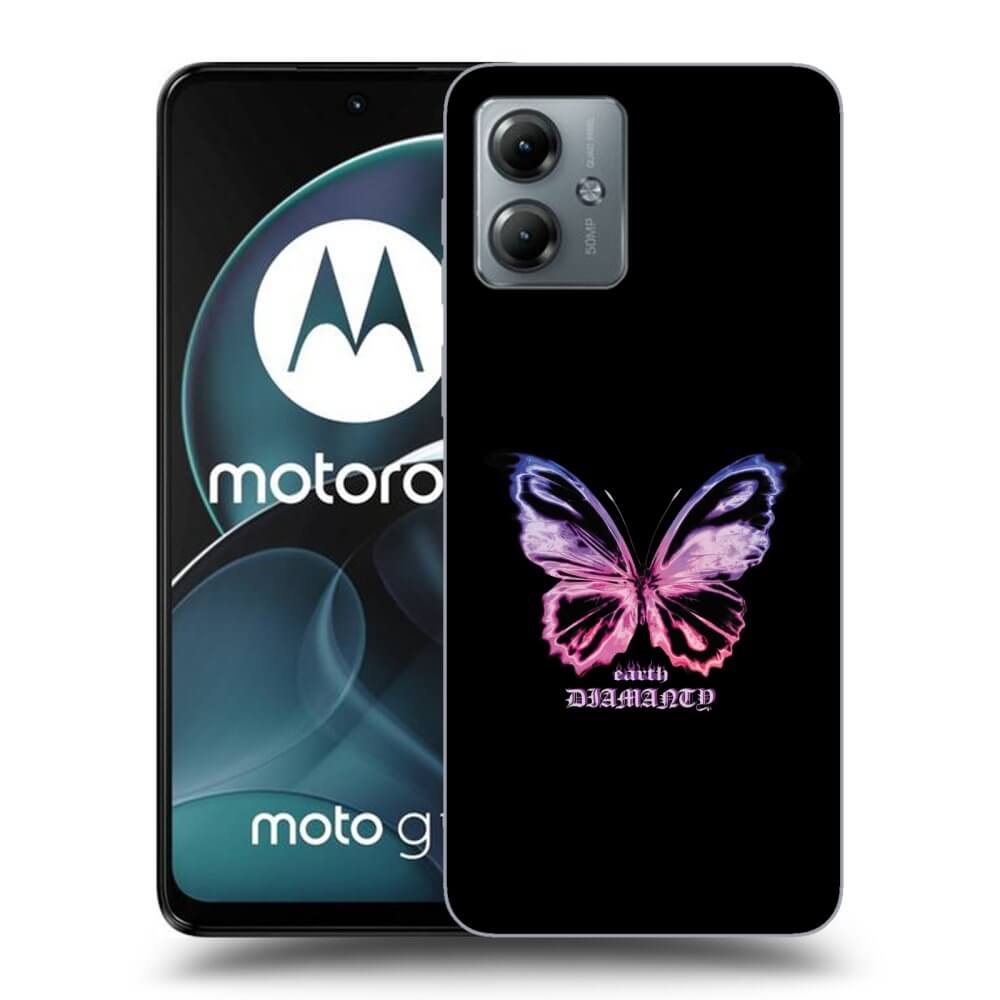 Motorola Moto G14 Hülle - Schwarzes Silikon - Diamanty Purple