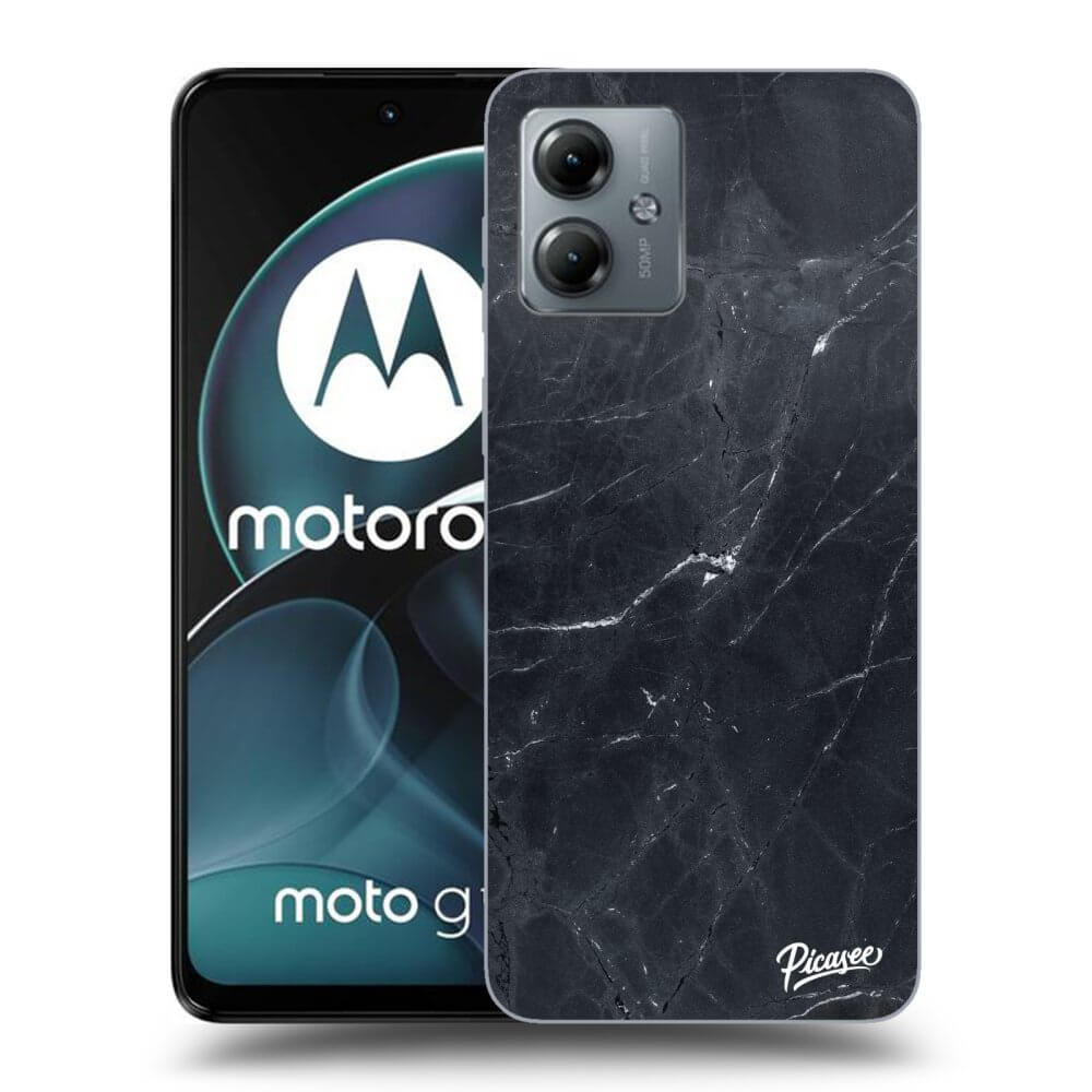 Motorola Moto G14 Hülle - Schwarzes Silikon - Black Marble