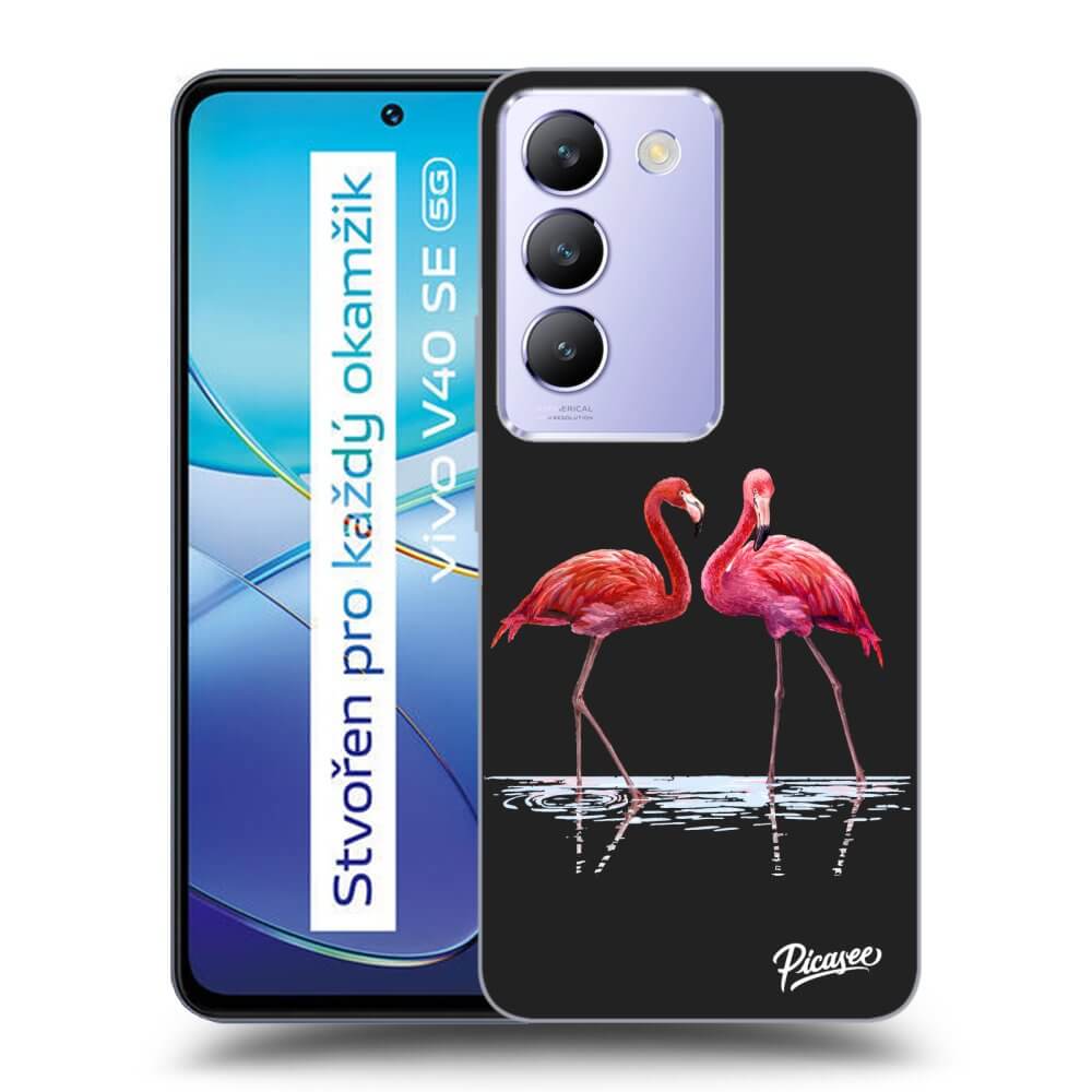 Vivo V40 SE 5G Hülle - Schwarzes Silikon - Flamingos Zu Zweit