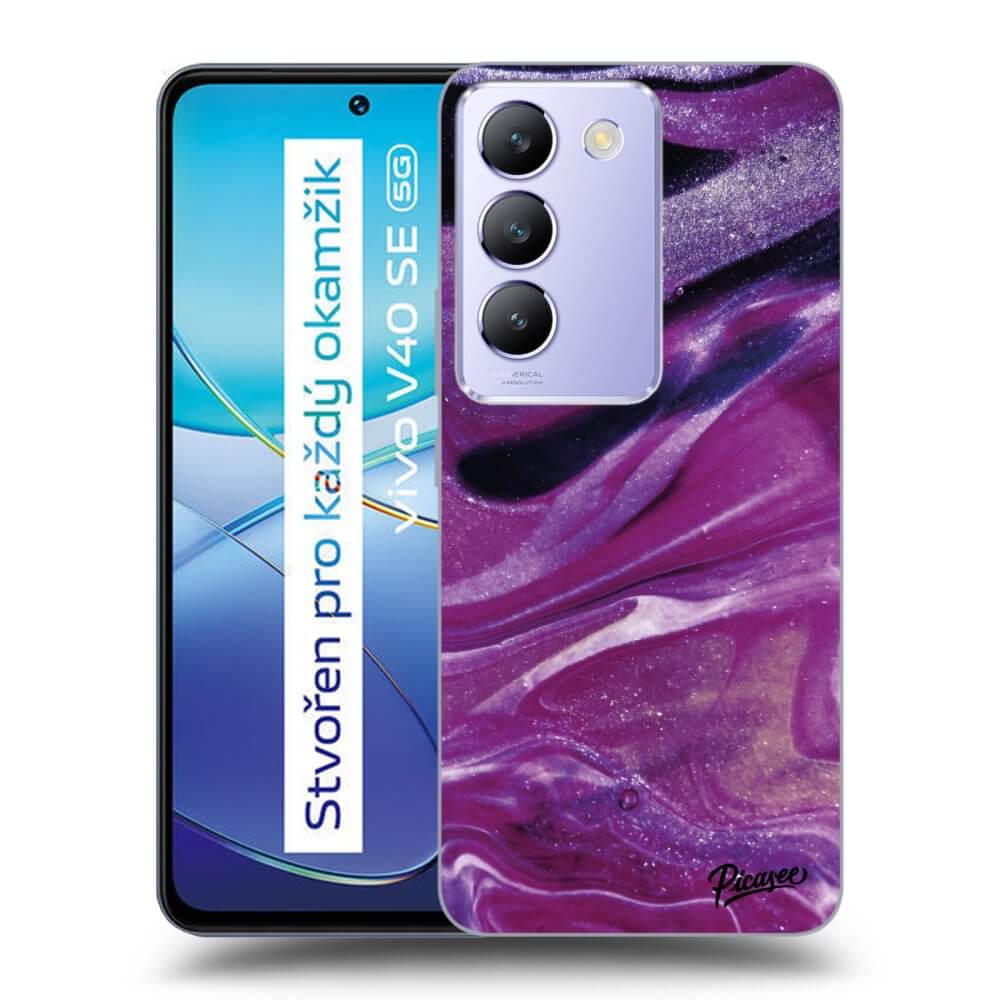 Vivo V40 SE 5G Hülle - Schwarzes Silikon - Purple Glitter