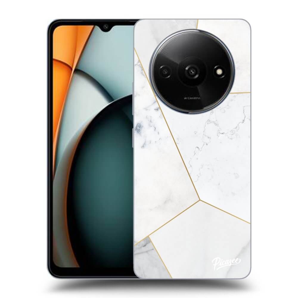 Xiaomi Redmi A3 Hülle - Schwarzes Silikon - White Tile