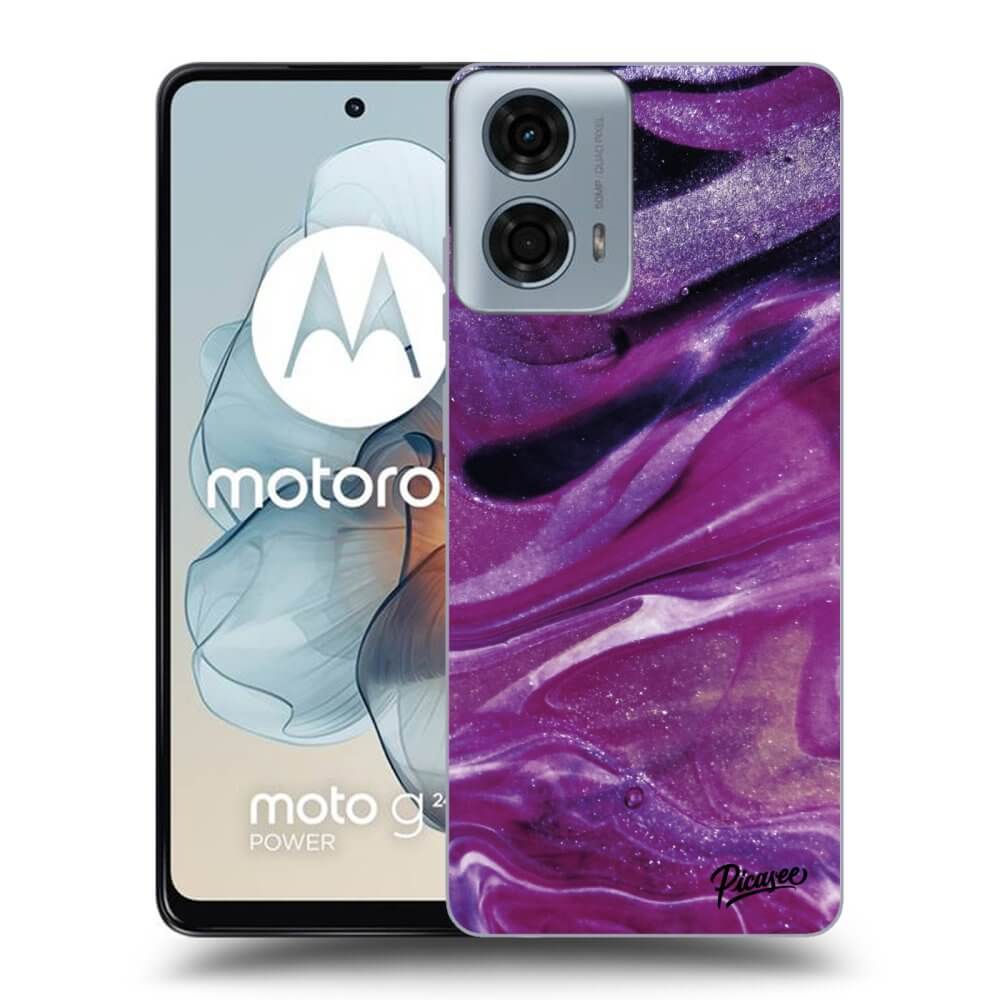 Motorola Moto G24 Hülle - Schwarzes Silikon - Purple Glitter