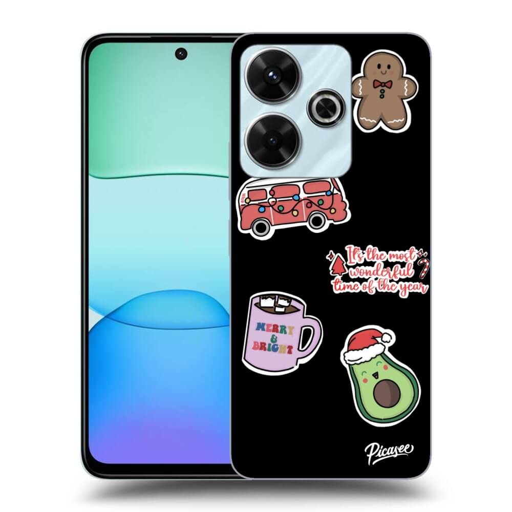 Xiaomi Redmi 13 4G Hülle - Schwarzes Silikon - Christmas Stickers