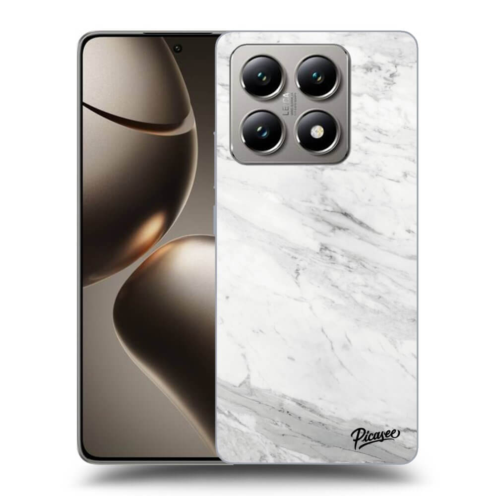 Xiaomi 14T Pro Hülle - Schwarzes Silikon - White Marble