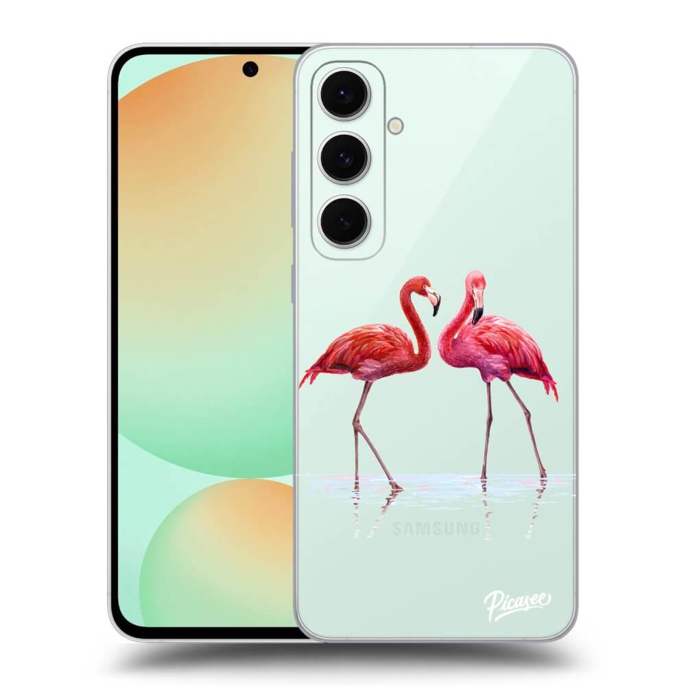 Samsung Galaxy S24 FE S721B Hülle - Transparentes Silikon - Flamingos Zu Zweit