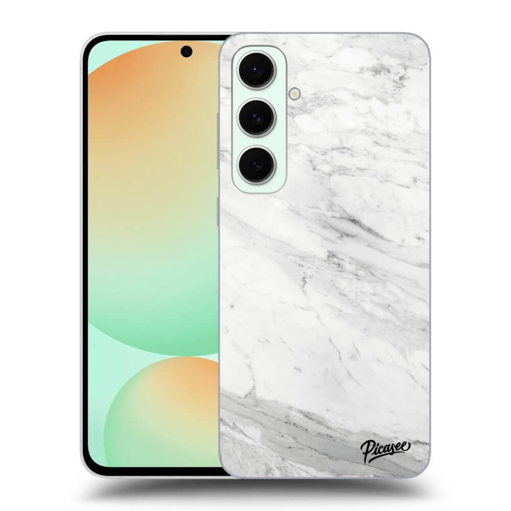 Samsung Galaxy S24 FE S721B Hülle - Transparentes Silikon - White Marble