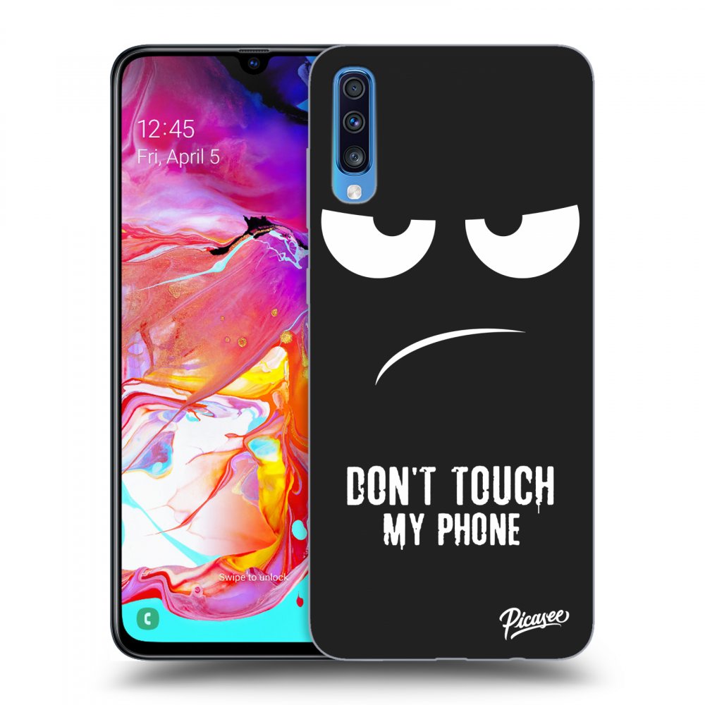 Samsung Galaxy A70 A705F Hülle - Schwarzes Silikon - Don't Touch My Phone